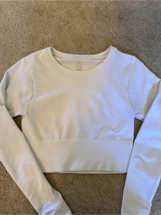 aerie Tops - aerie White Cropped Long-Sleeve Crew Top